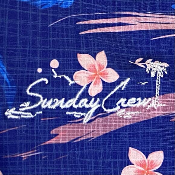 Sunday Crew Golf Polo M Tropical Palm Trees Hawaiian Novelty Loud Vibrant UPF - Picture 5 of 11